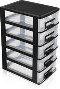 Stobok Multifunctional 5-Layer Drawer Organizer Storage Cabinet Portable Plastic Storage Box for Office Study Bedroom 12.40 X 8.66 X 5.98 Inches