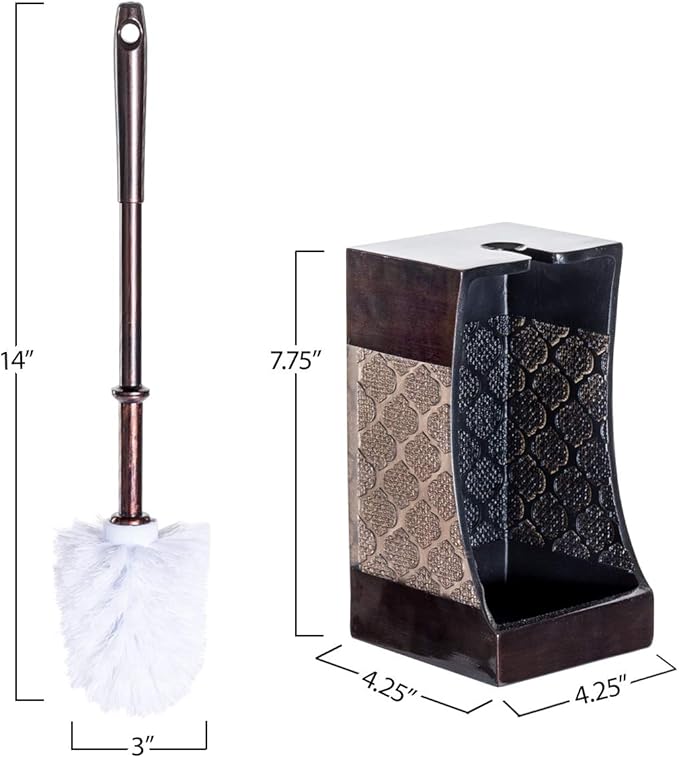 Creative Scents Brown Toilet Brush with Holder Set - Bathroom Toilet Bowl Brush and Holder - Decorative Toilet Cleaner Brush - Good Grip Toilet Bowl Scrubber (Dahlia Style)