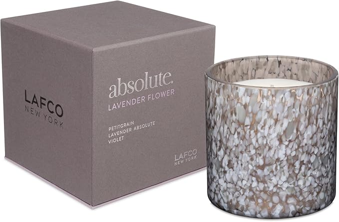 LAFCO New York Signature Candle, Lavender Flower - 15.5 oz - 90-Hour Burn Time - Reusable, Hand Blown Glass Vessel - Made in The USA