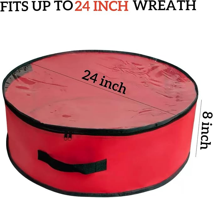 Weatherproof Life Ring Storage Bag-24 Inch Christmas Wreath Storage Bag,Christmas Wreath Storage Container with Transparent Window and Handles, Festive Decoration for Home use, Moving