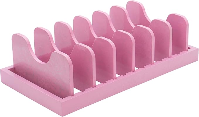 MinBoo Bamboo Pot Lid Organizer Pot Lid Holder, Pot and Pan Organizer Drawer Organizer for Pot Lids, Pans, Dinner Plates, Reusable Containers in Cabinet Storage,Pink