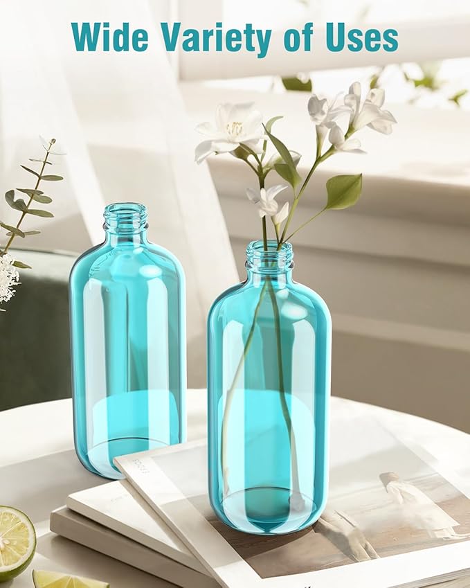 Bontip Glass Spray Bottle, Light Blue Glass Spray Bottle Set & Accessories Refillable for Plants Window Cleaners Aromatherapy Facial hydration Watering Flowers Hair Care (2 Pack/16oz) (Light Blue)