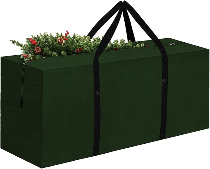 Christmas Tree Storage Bag Fits Up to 12 Ft Tall Artificial Disassembled Trees, 420D Waterproof Heavy Duty Christmas Tree Bag Extra Large Xmas Tree Bag with Handles & Zipper (Green)