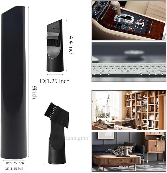 10 Pcs Universal Vacuum Attachments for Shop Vac Accessories - 2 1/2" to 1 1/4" and 1 7/8" to 1" Vacuum Hose Adapter Kit, Vacuum Brush Attachment Flexible Crevice Tool, Vacuum Extension Wand