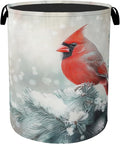 Red Cardinal Foldable Laundry Hamper - Waterproof Fabric Storage Basket with Handles, Clothes Hampers for Laundry,Bedroom,Dorm