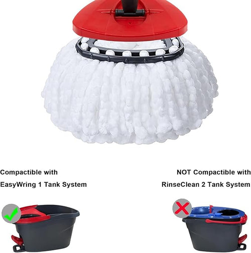 6 Pack Mop Replacement Heads for O-Ceda EasyWrin Spin Mop, Microfiber Spin Mop Refills, Easy Cleaning Mop Head Replacement White