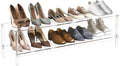Aquiver Acrylic Long Shoe Rack - 2 Tier Shoe Organizer for Closet- Wide Shoe Shelf Clear Shoes Rack for Entryway, 42.7'' L x 11.8'' W x 12.2'' H, Easy Assembly & Clean