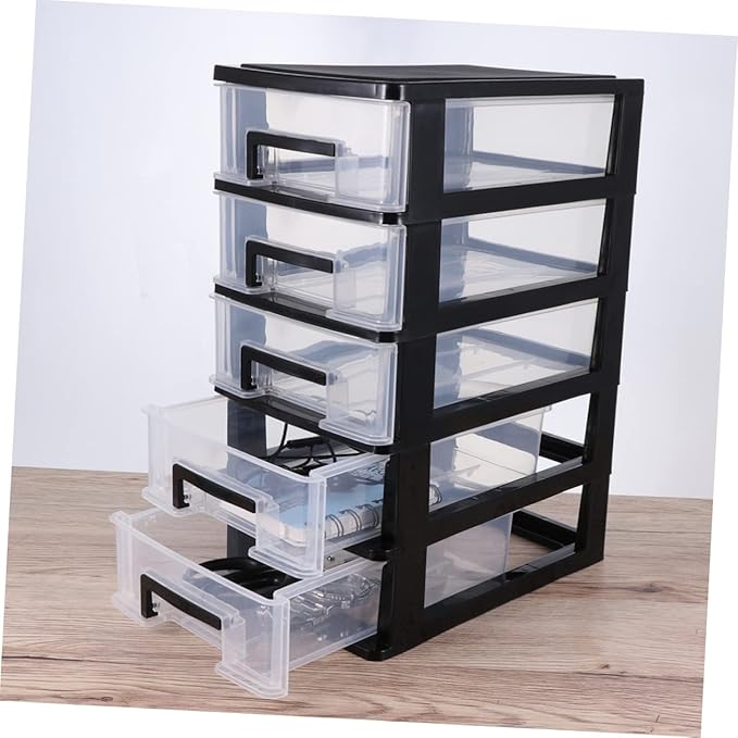 Desktop Storage Bins Dresser Set Clear Container Plastic Organizer Drawers Desktop Drawer Case Plastic Storage Bins with Drawers Storage Rack Locker Storage Box Paper