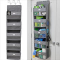 GORILLA GRIP Large Capacity Closet Organizer, 5 Deep Shelves, Holds 50lbs, Over The Door Organizers 6 Mesh Pockets, Shelf Storage for Clothes Crafts Dorm Essentials, 3 Metal Hooks, 58x15 Inches, Gray