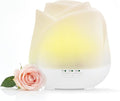 Earnest Living Rose Essential Oil Diffuser 150ml – Mini Ultrasonic Aromatherapy Humidifier for Bedroom & Desk, Quiet Mist, USB Powered, 7-Color Night Light, BPA for Women – Solid White