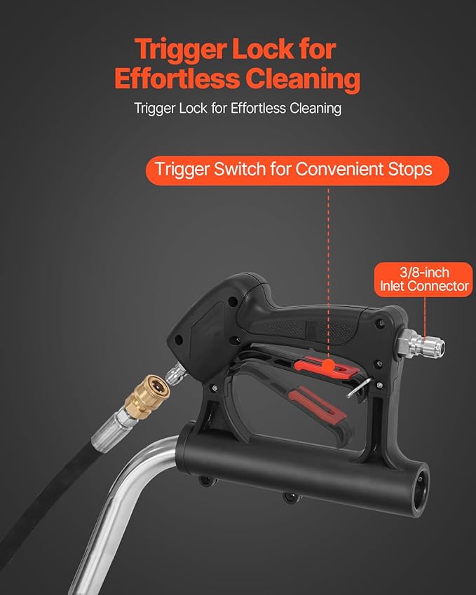 VEVOR 18" Pressure Washer Surface Cleaner, Stainless Steel Pressure Washer Attachments with 4 Wheels, 4000 Max PSI, 3/8 Quick Connector, 2 Spray Nozzles, Dual Handle, for Concrete, Patio, Sidewalk