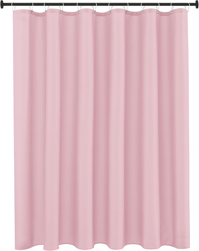 Biscaynebay Hotel Quality Fabric Shower Curtain Extra Long Liners 72" Width by 84" Length, Pink Water Resistant Bathroom Curtains Rust Resistant Grommets & Weighted Bottom Hem Machine Washable