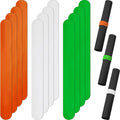 Charniol 12 Pieces Wrapping Paper Roll Holder Holiday Flip Wraps Silicone Covered Metal Strips Flip 1 x 9 Inch Stabilizer Slap Band for Poster Gift Paper Vinyl Storage Organize (Green,Orange,White)