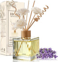 Lavender Reed Diffuser Set - 6.7 oz Glass Bottle with 4 Rattan Sticks, 3 Dried Flowers | Adjustable, Long-Lasting Scent for Home, Bedroom, Living Room, Office, Bathroom | Aromatherapy Gift Set