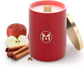 MyrrhUSA Apple Cinnamon Scented Candle – 15 oz Natural Soy Wax with Crackling Wooden Wick & Essential Oil | 80 Hour Burn | Luxury Aromatherapy Candle for Relaxation, Home Décor, Living Room & Bathroom