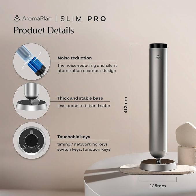 AromaPlan 5-Star Collection Cold Air Diffuser (Fragrance &Sample Set Included) –Recharchable Waterless Diffuser,Brushed Aluminum Body | Remote &Touch Control | Silent,Energy-Saving, 1-Week Battery, Si