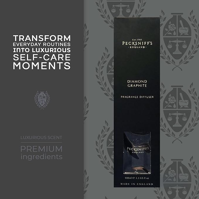 Pecksniff's Jewel 100 ml/3.38 Fl Oz Luxury Diffuser | Diamond & Graphite Scent | Elegant Home Décor | Long-Lasting Fragrance | Crafted in England