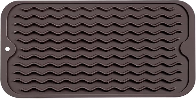 MicoYang Silicone Dish Drying Mat for Multiple Usage,Easy clean,Eco-friendly,Heat-resistant Silicone Mat for Kitchen Counter or Sink,Refrigerator or Drawer Liner Coffee S 12 inches x 6 inches