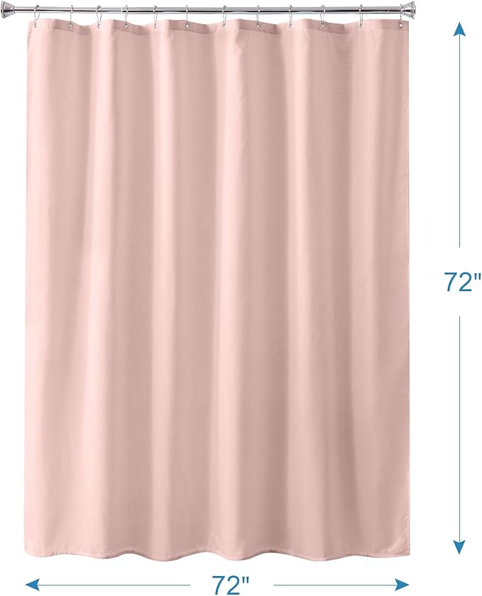 Amazer Blush Pink Shower Liner Cloth Waterproof, Soft Blush Pink Shower Curtain Liner Fabric with Weighted Stones, Washable Shower Curtain and Liner 2-in-1, 12 Grommet Holes, 72 x 72 Inches