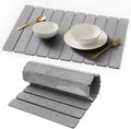 Stone Drying Mat for Kitchen Counter, Quick Diatomaceous Earth Mats for Dishes, 23.6"L x 15.7" W Super Absorbent Fast Drying Collapsible Countertop Stone Mat (Light Grey, Extra Large)