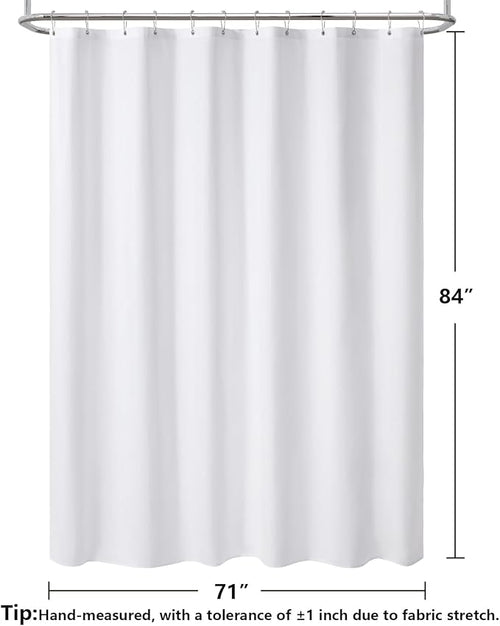 120GSM Ultimate Waterproof Fabric Shower Curtain Liner - TPU Lamination Technology with 3 Magnets,Machine Washable,71x84 Inch Soft Cloth Shower Curtain or Shower Liner,for Bathroom(White)