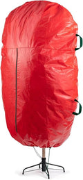 ZOBER Upright Christmas Tree Storage Bag With Drawstring Hem- Fits 7.5 Ft Trees - Plastic, Waterproof Christmas Tree Bag For Storage Box For Xmas - Strong, Durable Handles - Red