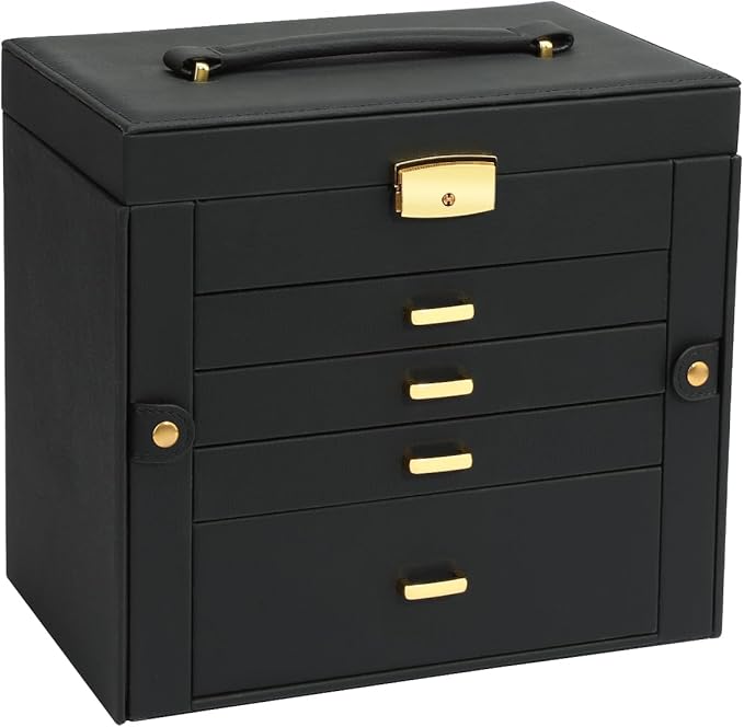 Large Jewelry Organizers and Storage, Jewelry Box for Women 5 Layers Jewelry Organizer, Large Jewelry Boxes & Organizers for Women, Black