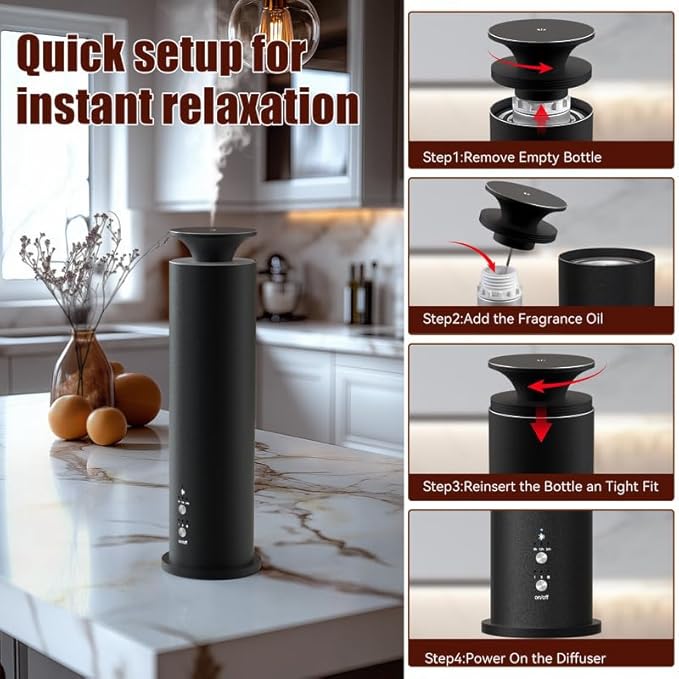 Waterless Diffuser Machine Scent Air Machine Covers 1800 Sq Ft for Home Diffusers Essential Oil Diffusers Studio Scent Diffuser Large Room Fragrance App Remote Control Capacity 3.5 Oz Carbon Black
