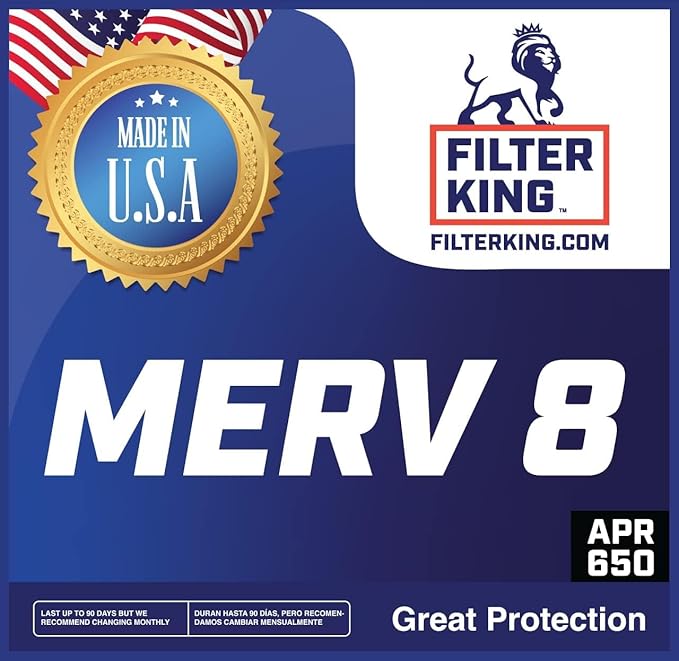 Filter King 16x20x4 Air Filter | 3-PACK | MERV 8 HVAC Pleated A/C Furnace Filters | MADE IN USA | Actual Size: 15.5 x 19.5 x 3.75"