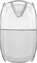 Buyongwant Collapsible Pop Up Laundry Hamper, Extra Large Mesh Foldable Laundry Basket, 28" x 16" x 16" (Grey)