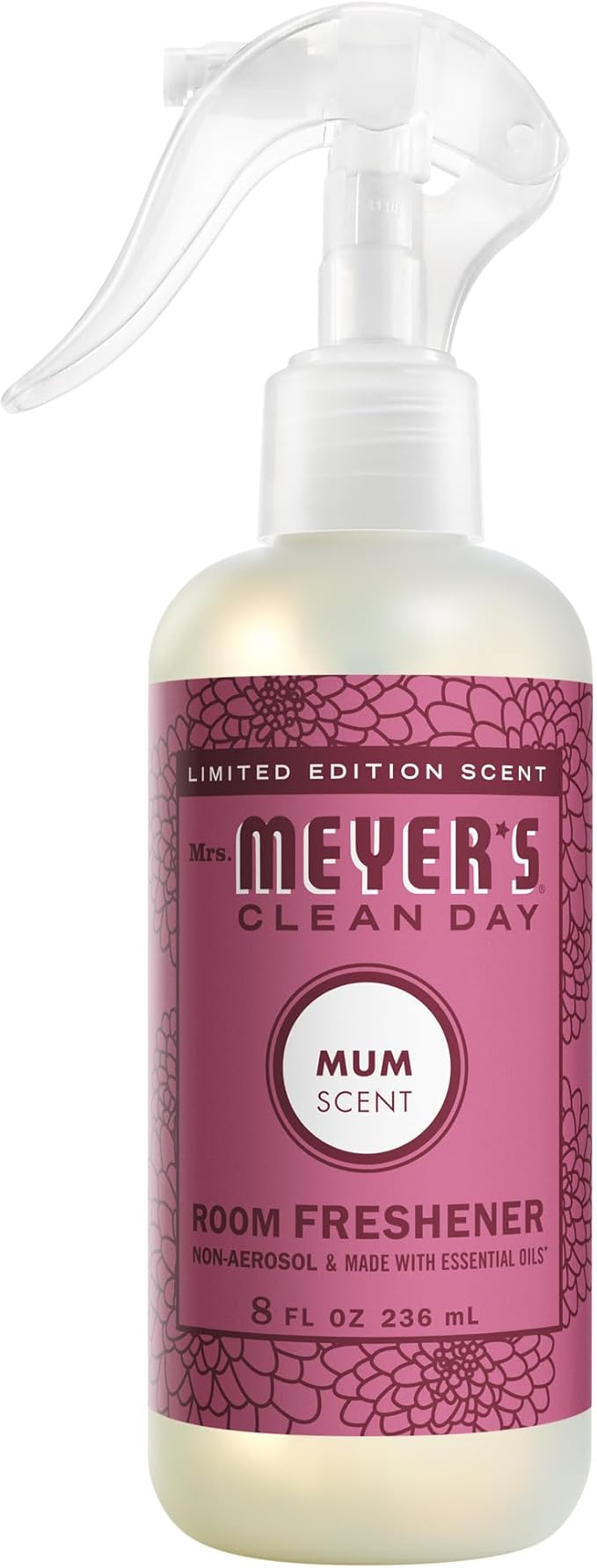 MRS. MEYER'S CLEAN DAY Room and Air Freshener Spray, Non-Aerosol Spray Bottle Infused with Essential Oils, Mum, 8 fl. oz