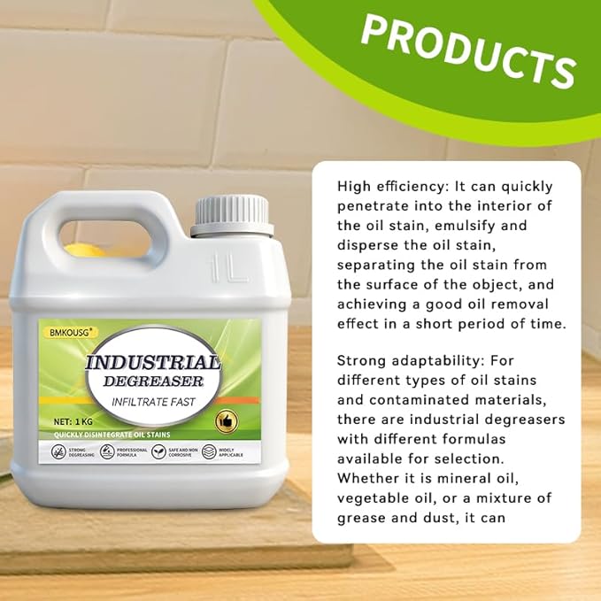 Bmkousg Carburetor Cleaner & Industrial Machine Degreaser - Heavy Duty Cleaner for Commercial Kitchen Hoods, Metal Parts, Engine Components, CNC Machines | Degreaser Concentrate, Safe & Strong (1 KG)