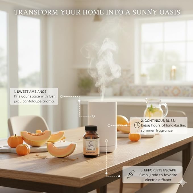 G's Breeze Cantaloupe Diffuser Oil – 60ml Soft & Soothing Cantaloupe Scent, Long-Lasting Aroma for Nurseries, Bedrooms, & Living Rooms, Easy Refill for Fragrance Oil Diffuser