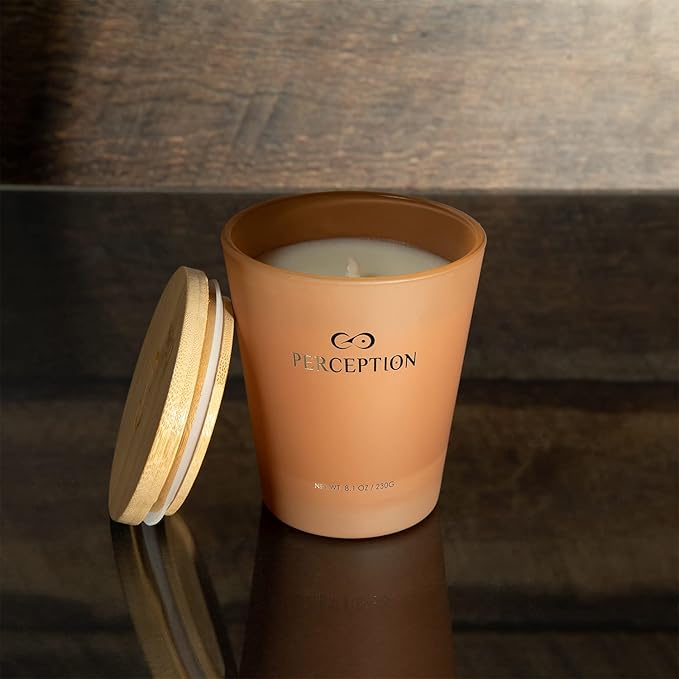 PERCEPTION AROMAS Luxury Scented Candle | Sandalwood Thyme | Hand Poured Soy Wax Candle with Gift Box | Elegant Fragrances | 50 Hour Burn Time (8.1 oz)