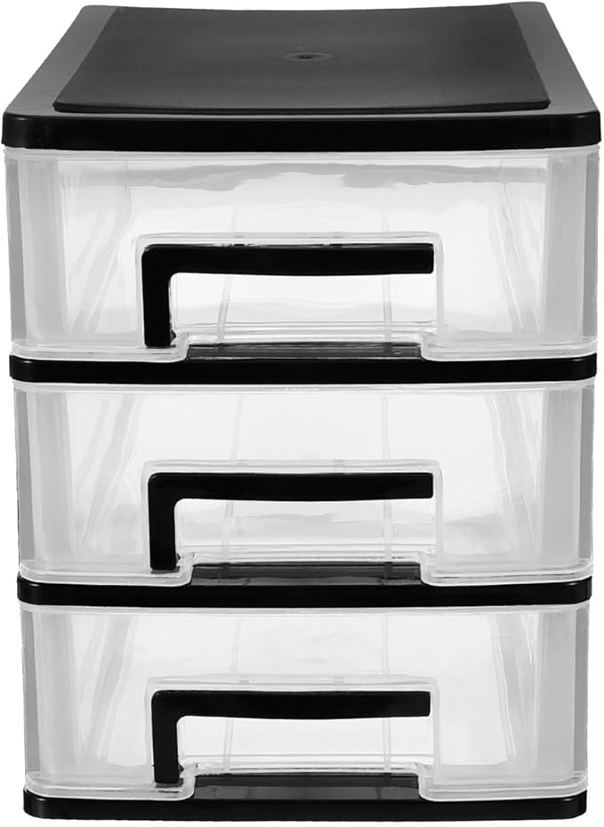 Wakauto Three-Layer Plastic Drawer Storage Organizer Rack,Portable Desktop Storage Cabinet for Efficient Space Management for Makeup Office Supplies and Home Organization(21.1 * 15.2 * 19.2 Inch)