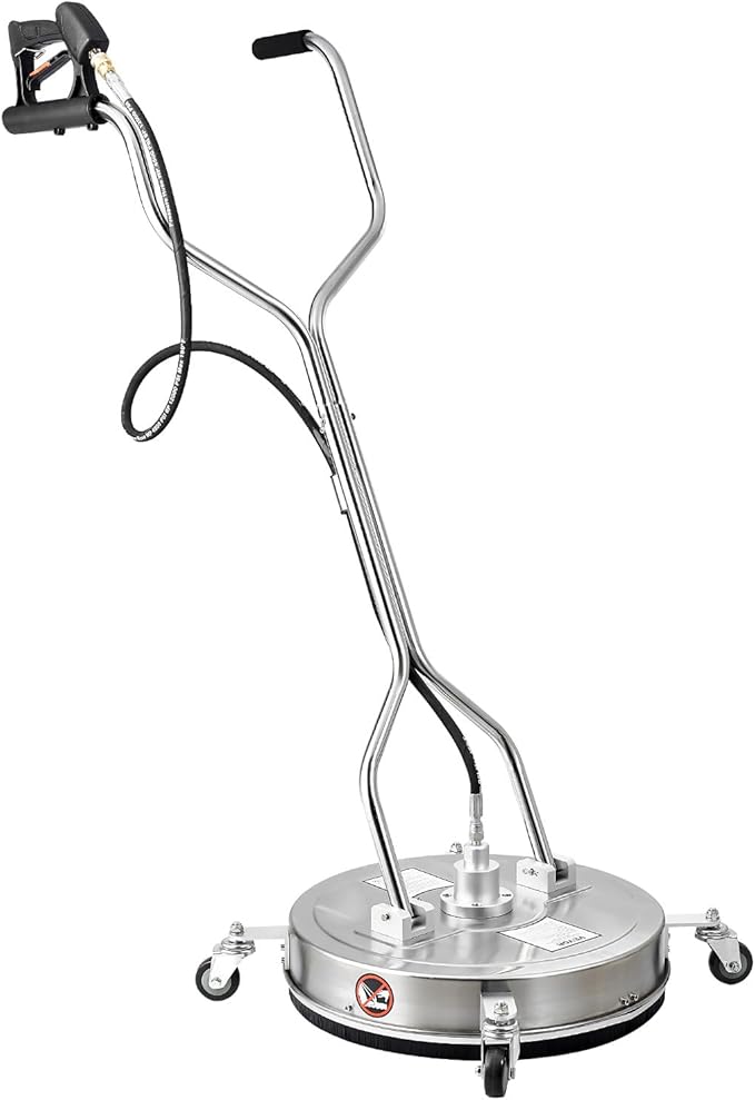 VEVOR 21" Pressure Washer Surface Cleaner, Stainless Steel Pressure Washer Attachments with 4 Wheels, 4500 Max PSI, 3/8 Quick Connector, 2 Spray Nozzles, Dual Handle, for Concrete, Patio, Sidewalk