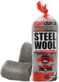Pandora Steel Wool #0 - Fine Grade, 16 Pads for Cleaning and Scouring- Quality Metal Strands - Ideal for Cleaning Porcelain, Tile, Grout, and Shower Doors