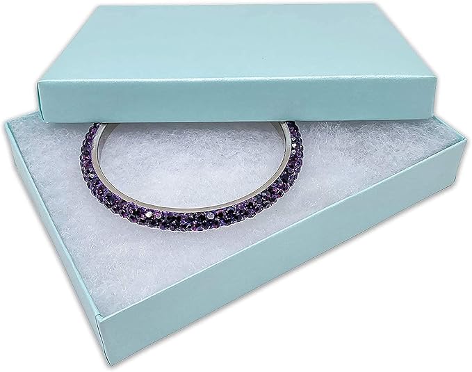 TheDisplayGuys - 100-Pack #53 Cotton Filled Cardboard Paper Jewelry Boxes Gift Case - Pearl Teal (5.4" x 3.9" x 1.0") - for Shipping or Storage