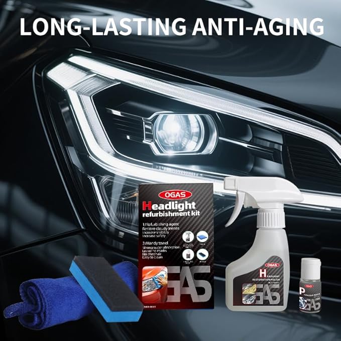 Biaoyun Automotive Headlamp Restoration Fluid Oxidized, Headlight Refurbishment Kit, Professional Car Headlamp Cleaner with Refurbishing Agent, Durable Headlight Repair Kit for All Vehicle Types