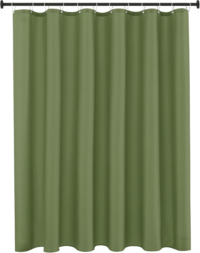 Biscaynebay Hotel Quality Fabric Shower Curtain Liners 72 Inch by 72 Inch, Sage Water Resistant Bathroom Curtains Rust Resistant Grommets & Weighted Bottom Hem Machine Washable