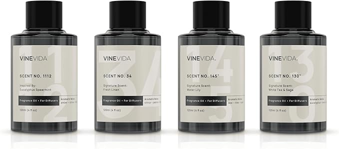 VINEVIDA Clean Collection (Pack of 4) - Diffuser Fragrance Oil Set - Cold Air Diffuser Oil