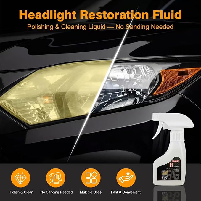Headlight Restoration Kit, Car Headlight Restorer Kit, Headlight Refurbishing Agent, Automotive Headlamp Restoration Kit, Headlight Refurbishment Kit for All Vehicle Types