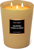 HomeLights Scented Candles, Big 33.3 oz for Home, Natural Soy Aromatherapy Candles, Smokeless Long Lasting 130 hrs with 3 Cotton Wicks, Candles Gifts for Women & Men, Whipped Vanilla Cake