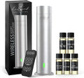 Wireless Aroma Diffuser Scent Oil - Home Luxury Portable Scent Diffuser - Remote Control Waterless Diffuser - 1000 sq. ft Coverage - Essential Oil 20ml Sample Pack Included - Aromatherapy (Silver)