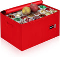 Christmas Ornament Storage Container with Dividers - Box Stores Up to 96 Ornaments, Zippered, Convenient, Adjustable, Large Organizer Bin to Protect Holiday Décor, Fits Most Standard Size, Red