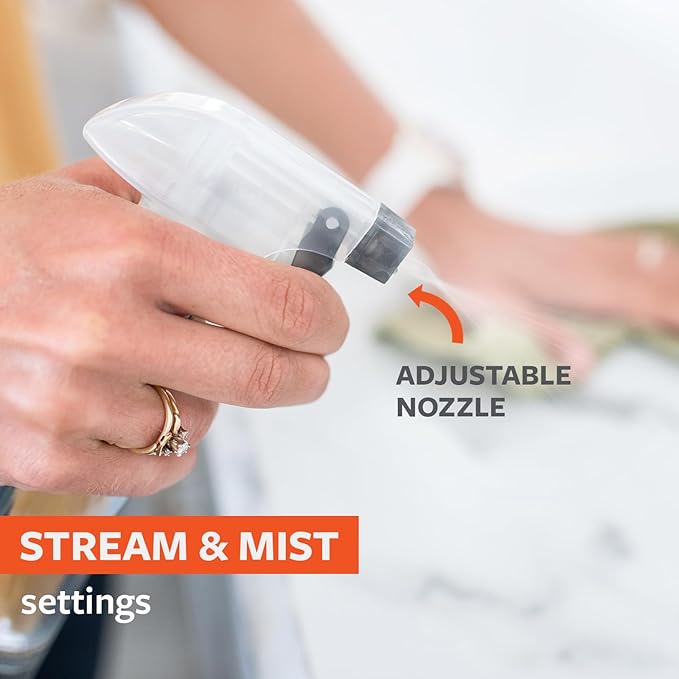 Full Circle Bottle Service - Refillable Glass Spray Bottle for Cleaning - Versatile Stream & Mist Options, Bamboo, Silicone Boot - Ideal for Non-Toxic Solutions & Plant Care, 16oz, Gray