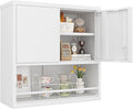 Metal Wall Cabinet, Wall Storage Cabinets with Door and Adjustable Shelves, Bathroom Metal Storage Cabinet for Laundry Room, Kitchen, Garage