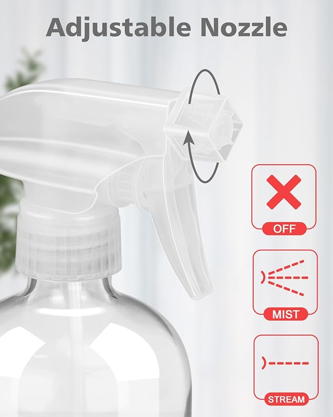 Rionisor Glass Spray Bottles with Silicone Sleeve Protection, Empty 16OZ Reusable Spray Bottles, Refillable Containers with Spray Nozzles for Cleaning Solutions, Plants and Essential Oils 1 Pack Red