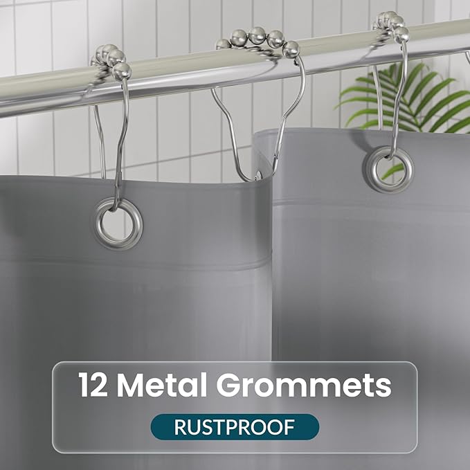 Titanker Plastic Shower Curtain Liner, 72x72 Grey Shower Liner Lightweight PEVA Shower Curtains for Bathroom, Waterproof Shower Liner with Magnets and Rustproof Grommet Holes
