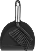 NACENA Mini Broom and Dustpan Set, Small Dust Pan and Brush Set with Handle Dustpan Teeth for Cleaning Hair Suitable for Office Desks Drawers Sofas Outdoor Camping, Black